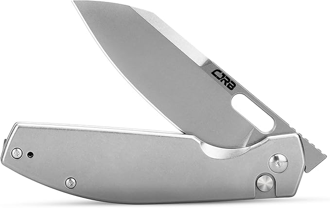 CJRB Pocket EDC Knife Ekko(J1929) Button Lock Small Folding Knife AR-RPM9 Steel Blade and Silver