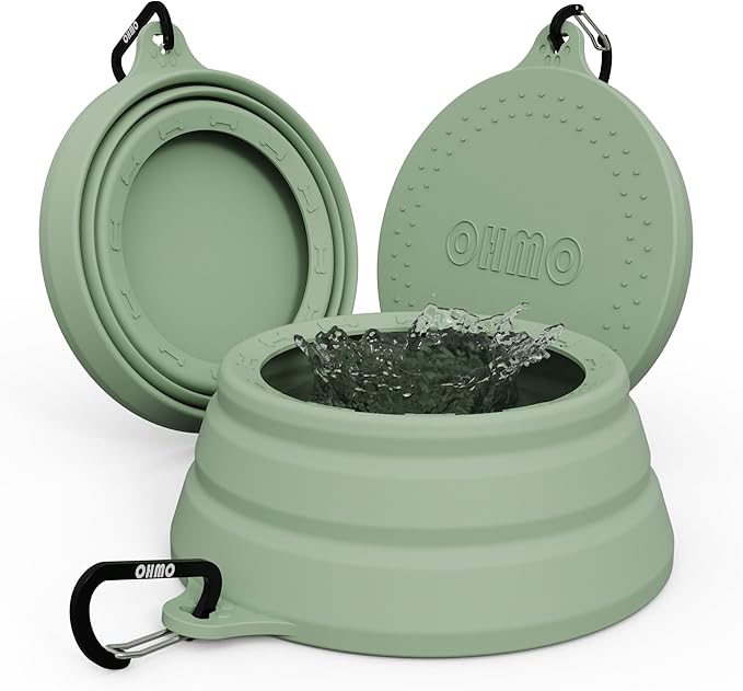 OHMO Spill Proof Collapsible Dog Water Bowl 24oz for Cars, No Splash Portable Bowls for Dog Travel