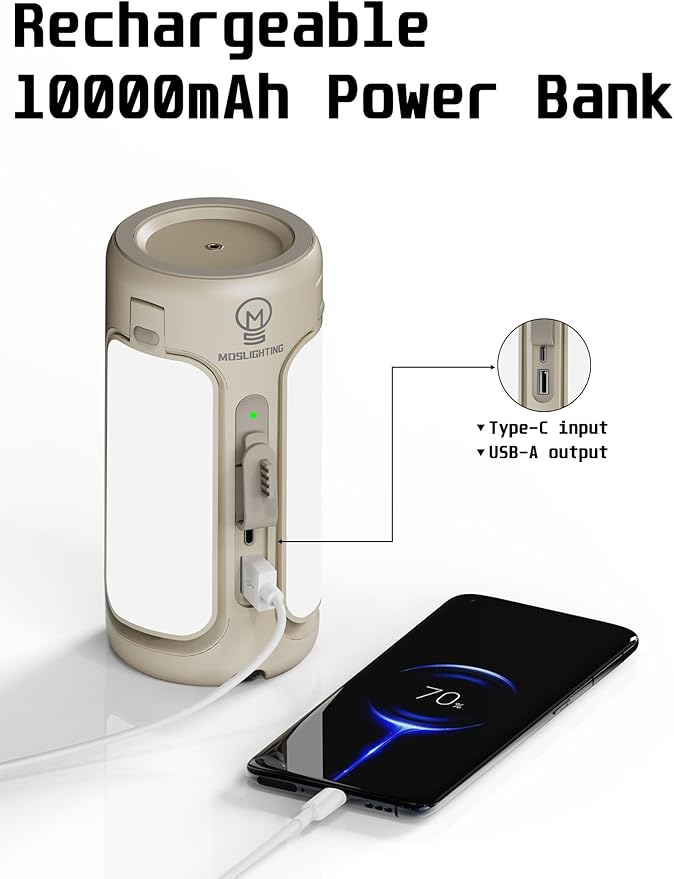 Folding Camping Lantern Rechargeable, 10000mAh Foldable LED Light for Tent Outdoor, IP54