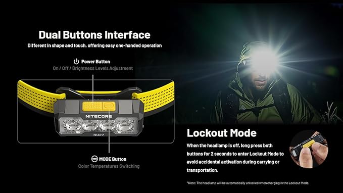 Nitecore NU27 600 Lumens Running Camping Headlamp, USB-C Rechargeable with Warm, Neutral and Cool