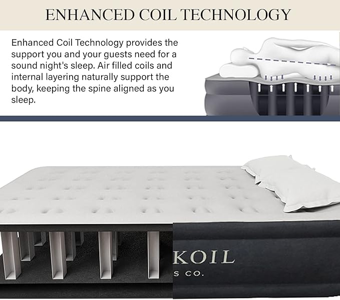 King Koil Luxury California King Size Air Mattress with Built-in High-Speed Pump Best for Home