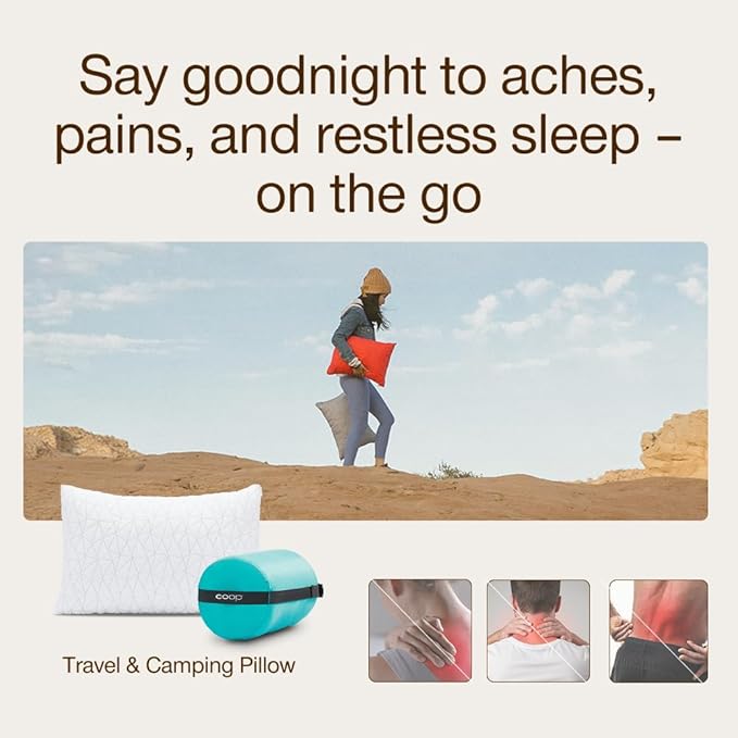 Coop Home Goods Original Travel and Camping Adjustable Pillow, Small Camping Pillow with