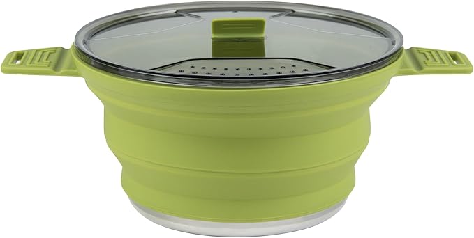 Restaurantware-Hi Tek 2.5 Liter Collapsible Camping Pot, 1 Portable Cook Pot - With Lid, Stainless