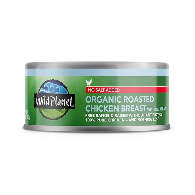 Wild Planet Organic Roasted Chicken Breast, Skinless and Boneless, No Salt Added, 100% chicken