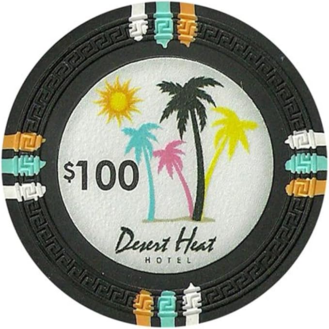 13.5-gram Desert Heat Premium Poker Chips (50-Pack) Heavy Clay Composite Set - Bulk Casino Chips