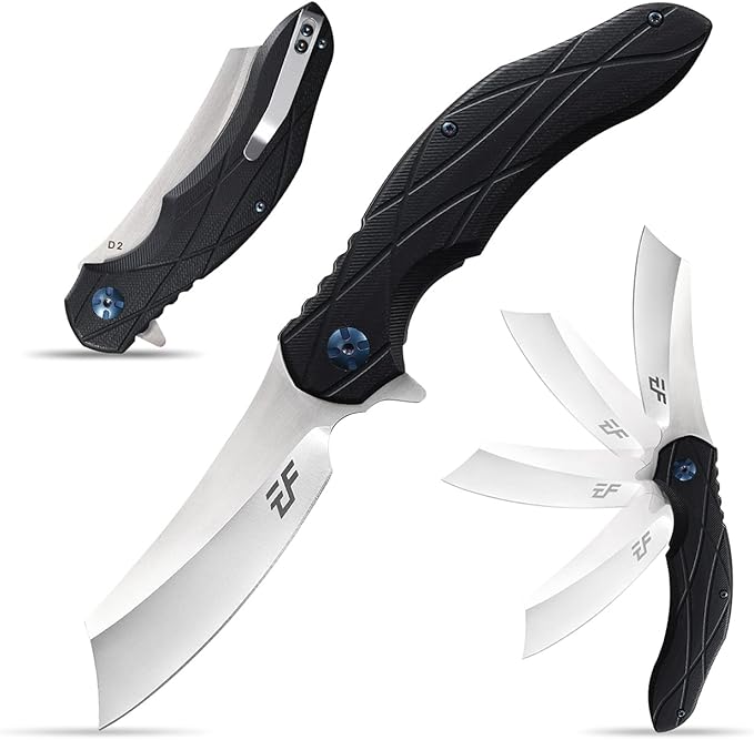 Eafengrow EF919 Folding Knife with Pocket Clip D2 Steel Blade G10 Handle Scales EDC Tool Outdoor