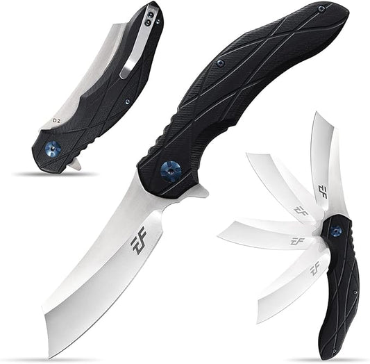 Eafengrow EF919 Folding Knife with Pocket Clip D2 Steel Blade G10 Handle Scales EDC Tool Outdoor