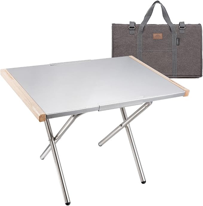 CAMPINGMOON Camping Side Table Heat-Resisting Stainless Steel Embossing Process for Outdoor Table