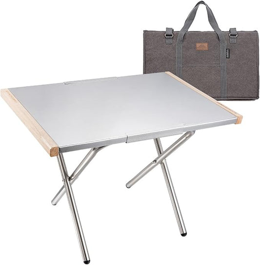 CAMPINGMOON Camping Side Table Heat-Resisting Stainless Steel Embossing Process for Outdoor Table