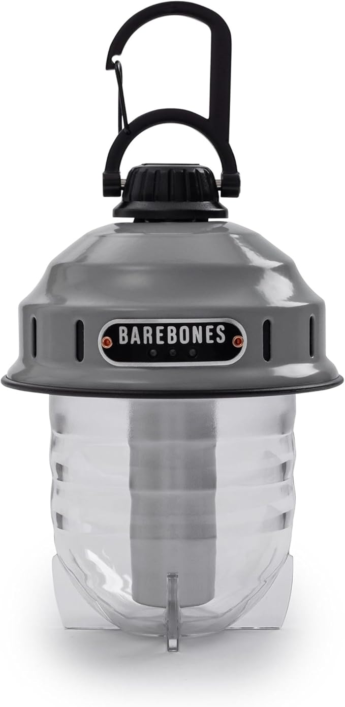 Barebones Beacon Hanging Light ??State Grey, Rechargeable LED Camping Lantern with Adjustable