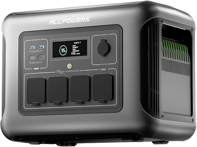 [2025 New Model] ALLPOWERS R1500 LITE Portable Power Station, 1056Wh LiFePO4 Battery Backup w/ 4