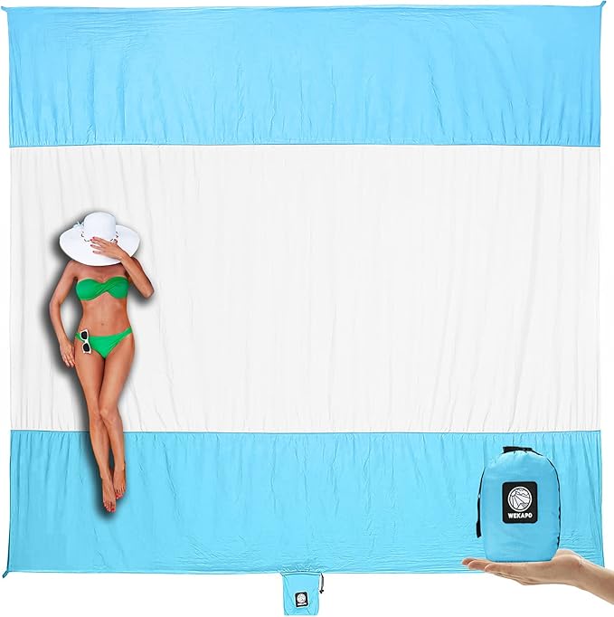 WEKAPO Beach Blanket Sandproof Waterproof, Extra Large Beach Mat, Oversized & Compact Sand Free Mat