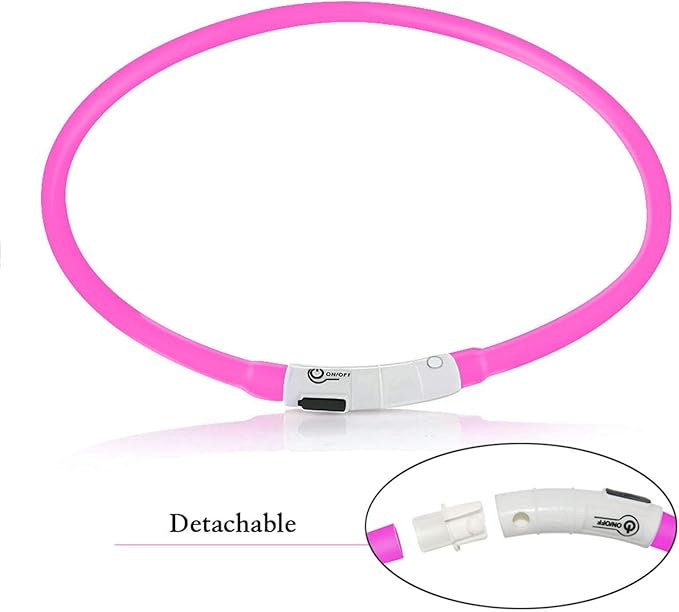 LED Dog Collar,USB Rechargeable Glowing Dog Collars, Light Up Collar Improved Pet Safety