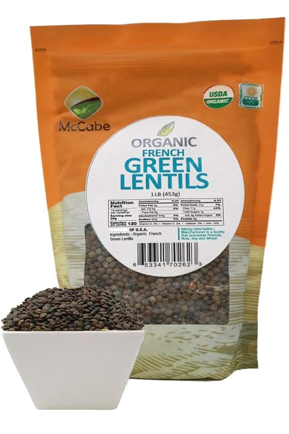 McCabe Organic French Green Lentils - Green Lentils Organic | Rich with Fiber & Minerals | USDA and