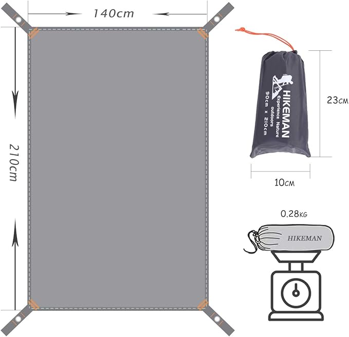 Hikeman Tent Footprint - Waterproof Camping Tarp, Heavy Duty Tent Floor Saver, Ultralight Ground