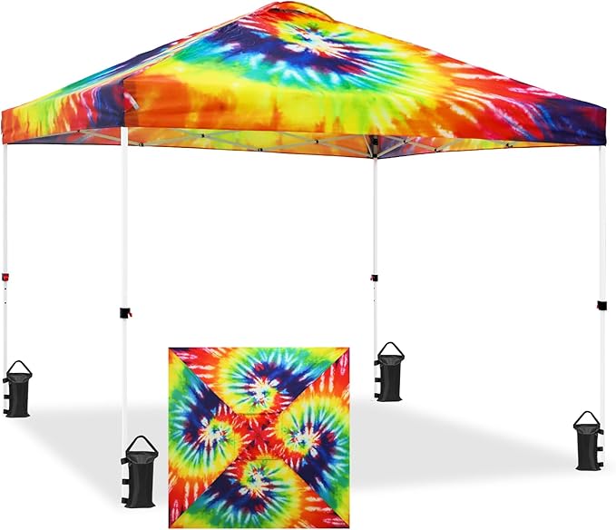 EAGLE PEAK Pop Up Canopy Tent with Wheeled Carry Bag, 8 Stakes, 4 Ropes, 4 Weight Bags, Easy Set Up