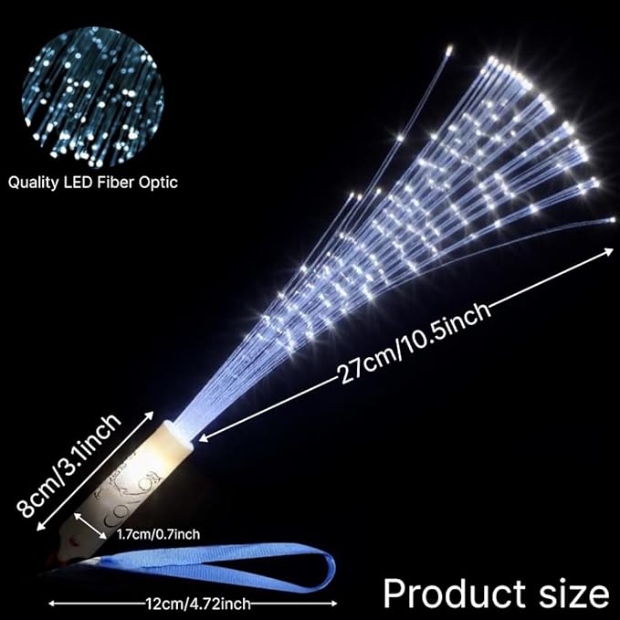 Personalized LED Fiber Optic Glow Wand 10 Pack, Multicolor LED Light Wand Custom Text