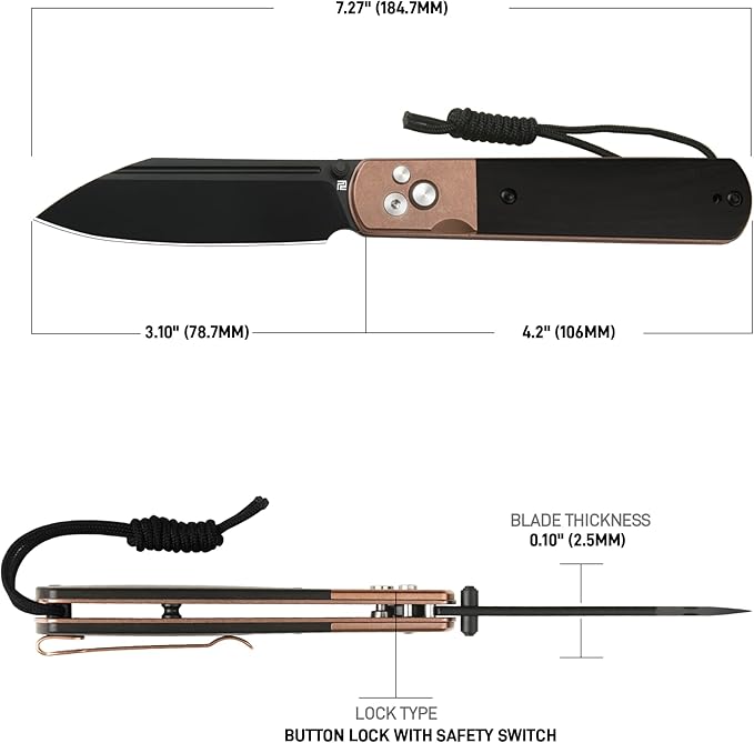 ARTISANCUTLERY Holm Folding Pocket Knife, Folding Knife with 3.10'' AR-RPM9 Steel, Handle with Rose