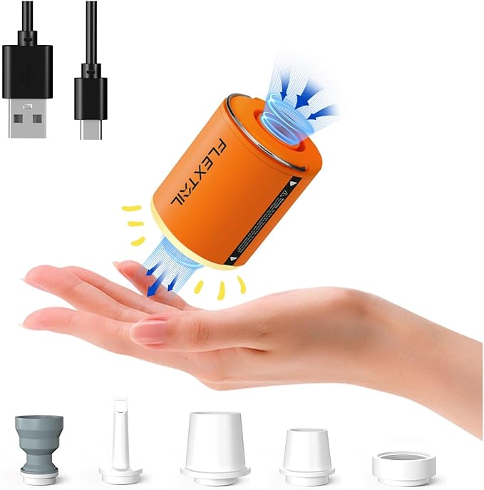 FLEXTAILGEAR Portable Air Pump with Camping Lantern Tiny Pump 2X 4kPa Air Pump for Inflatables