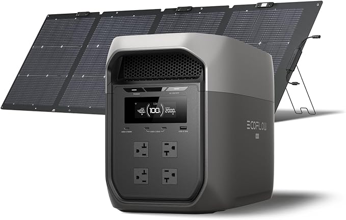 EF ECOFLOW Portable Power Station DELTA 3 MAX with 220W Bifacial Solar Panel, 3400W X-Boost Output