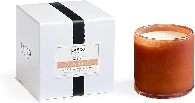 LAFCO New York Classic Candle, Retreat - 6.5 oz - 50-Hour Burn Time - Reusable, Hand Blown Glass