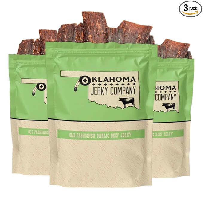 Old Fashioned Garlic Beef Jerky - No Frills Tough and Old Style Dry Beef Jerky - All Natural