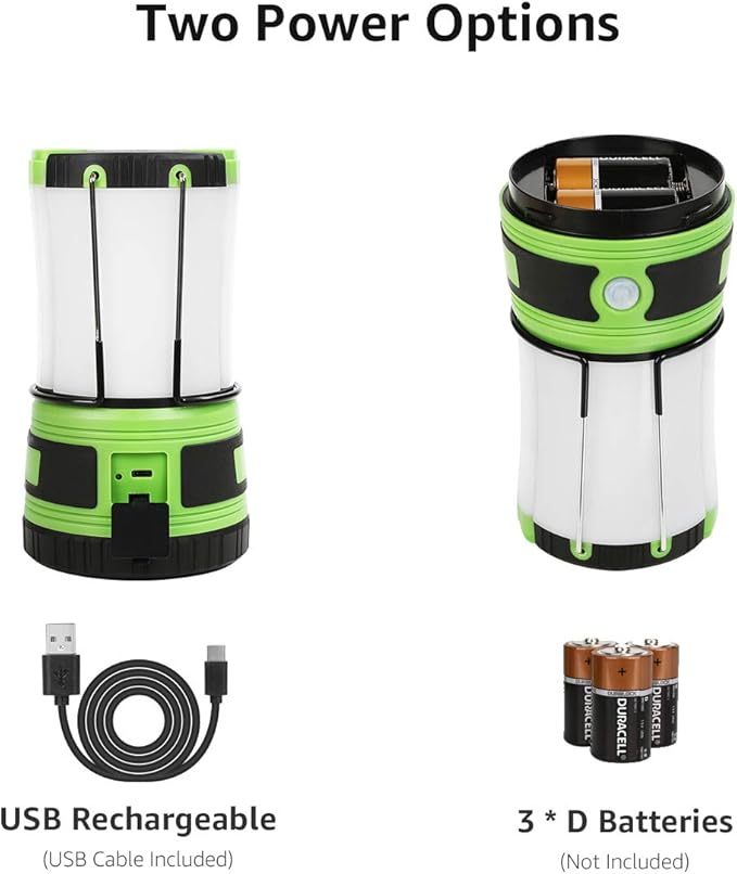 Lepro LED Camping Lantern Rechargeable or Battery Powered, 1000lm Camping Light with Detachable