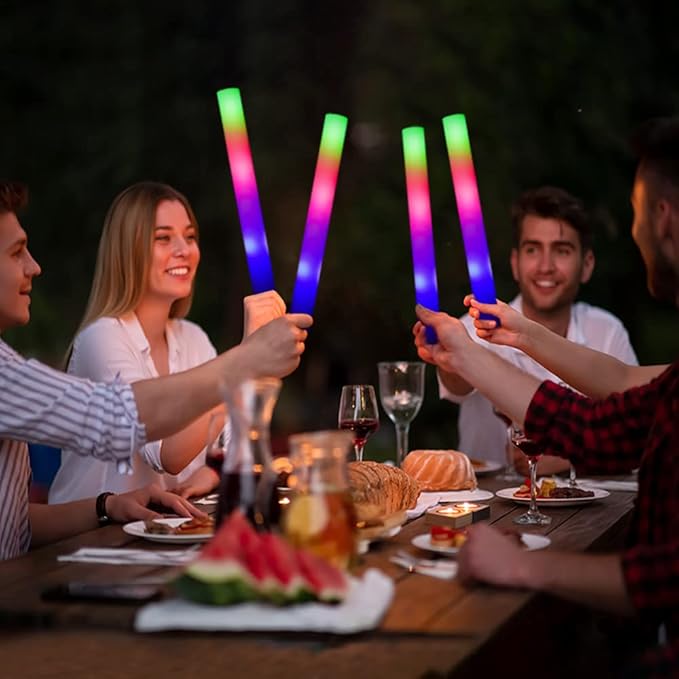 Foam Glow Sticks Bulk 160 PCS,3 Modes Flashing LED Light Sticks Glow in The Dark Party Supplies