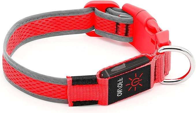 YFbrite Light up Dog Collar, USB Rechargeable LED Puppy Collar Super Bright Adjustable Glowing Dog