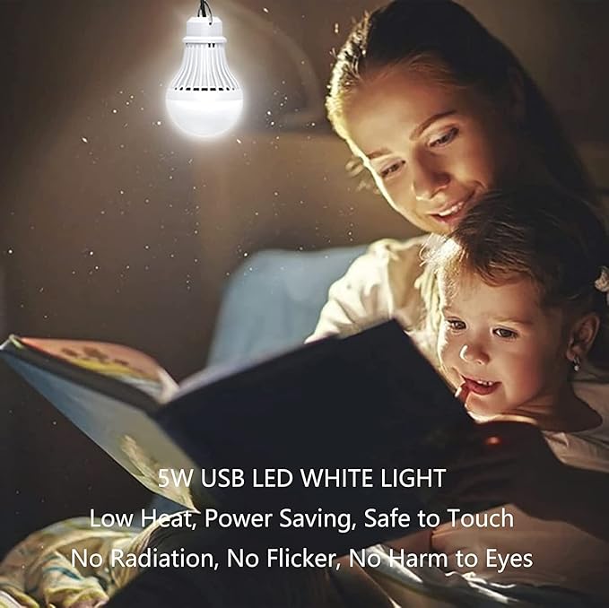 2 Pack USB Light Bulb, USB LED Camping Light Lantern, 8.2 ft Extra Length Cord Tent Light with USB