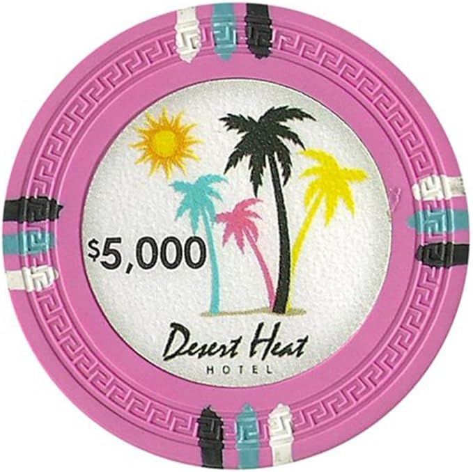 13.5-gram Desert Heat Premium Poker Chips (50-Pack) Heavy Clay Composite Set - Bulk Casino Chips