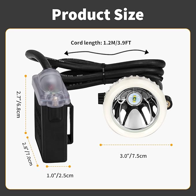 Rechargeable Mining Headlight, 1+2 LED Super Bright Cap Lamp, Explosion Proof Waterproof Hard Hat