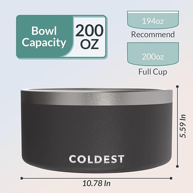 Coldest Dog Bowl - Anti Rust Metal, Non Slip, 3 Layers Insulated Stainless Steel Dog Bowls - Spill