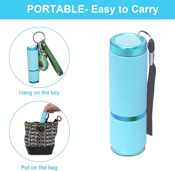 AHIER 9 LED Glow in Dark Flashlights, Rubber Coated Small Flashlights with Straps, Portable Handy