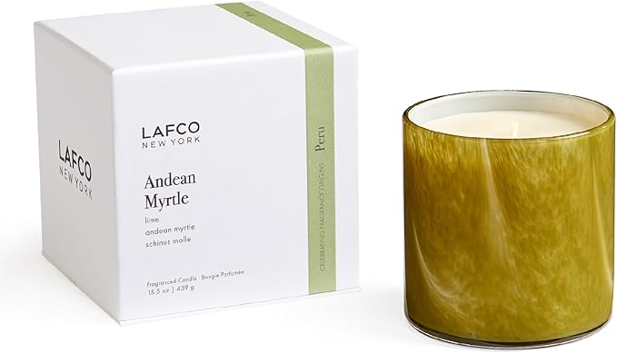 LAFCO New York Signature Candle, Andean Myrtle - 15.5 oz - 90-Hour Burn Time - Reusable, Hand Blown