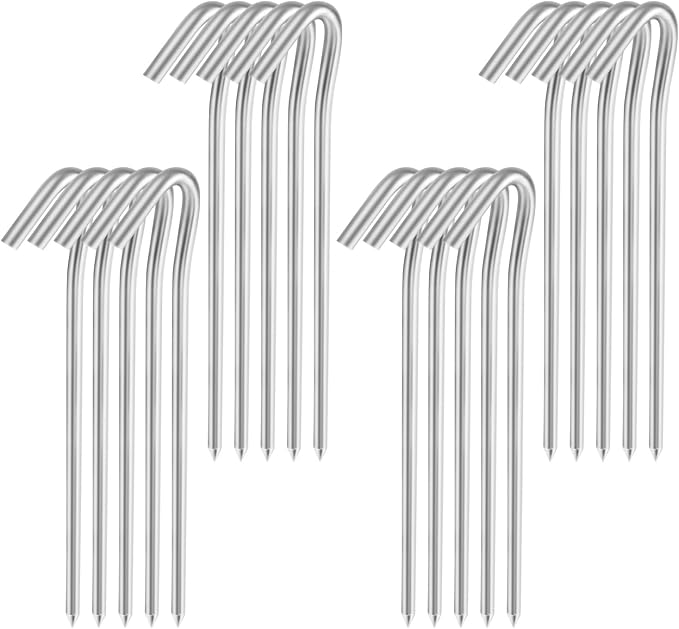7" Tent Stakes, Heavy Duty Tarp Camping Stakes, Galvanized Metal Pegs for Outdoor Decorations, 20