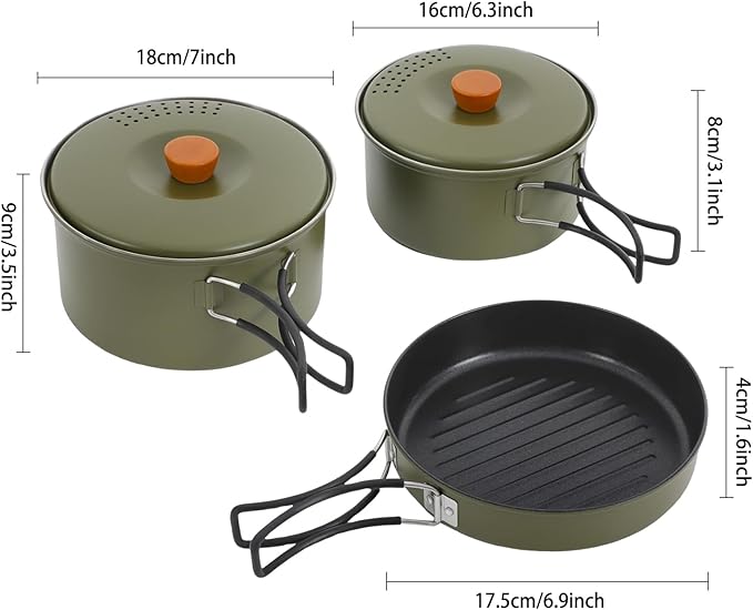 Portable Camping Cookware Set, 304 Stainless Steel Outdoor Camping Cooking Pots and Pans with
