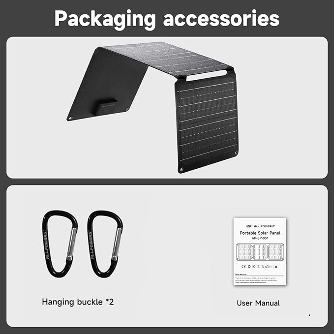 ALLPOWERS SP001 21W Portable Solar Panel Charger, High-Efficiency 22-25% Folding Solar Panel for