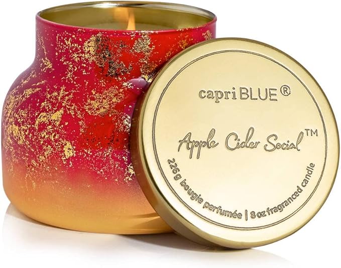 Capri Blue Glimmer Petite Signature Jar Candle - Apple Cider Social Scented Candle with Ombre Glass
