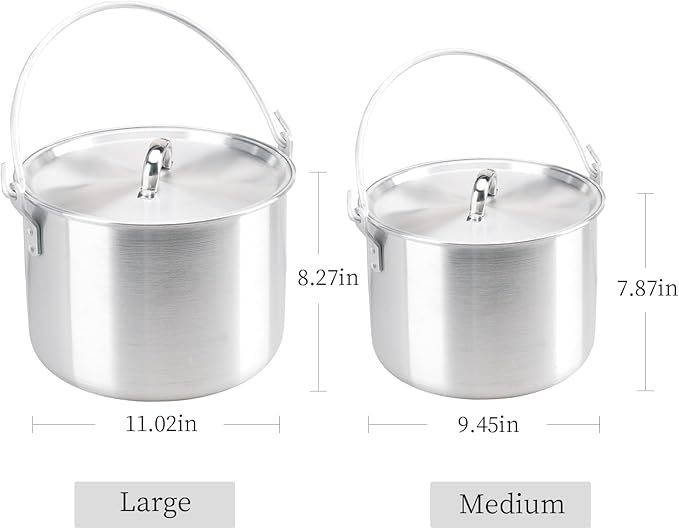 AceCamp Nested Pot Aluminum Lightweight Cooking Pot Set Outdoor Large Stock with lid and folding