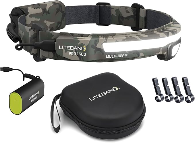 Liteband PRO Bundle 1500 Lumens LED Headlamp Rechargeable Battery Powered, Bright Tactical Head