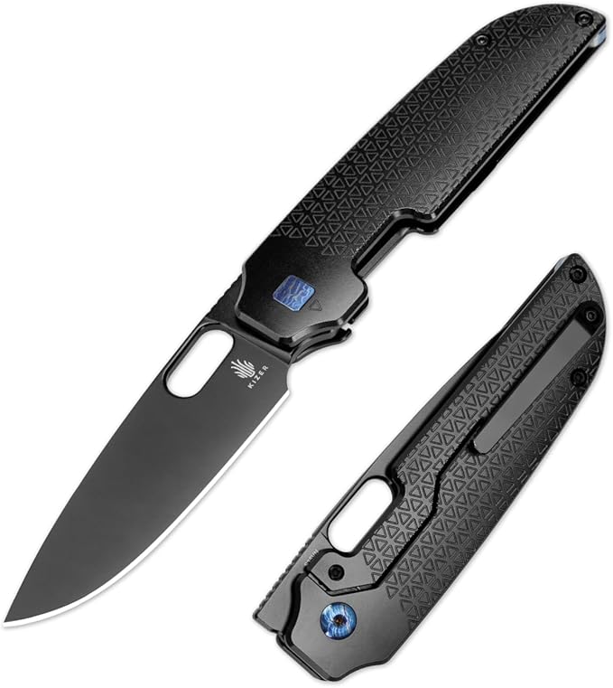 Kizer Varatas Pocket Knife, 3.27" S35VN Steel Blade, Black Titanium Handle, Folding Knife, Small