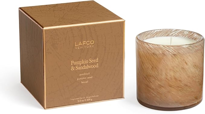 LAFCO New York Holiday Signature Fall Candle, Pumpkin Seed & Sandalwood - 15.5 oz - 90-Hour Burn