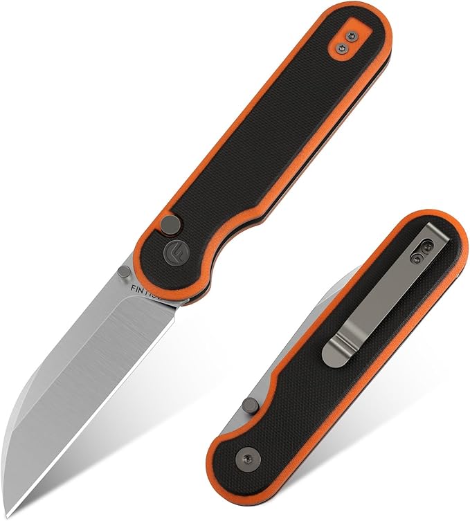 FINTISO Pocket Knife, 3" 14C28N Blade EDC Knife with G10 Handle, Folding Knife with Pocket Clip for
