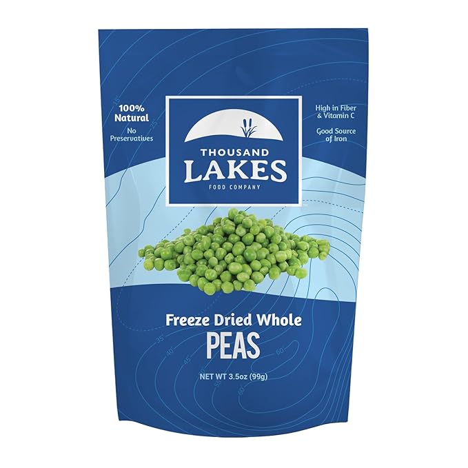 Thousand Lakes Freeze Dried Vegetables - Whole Peas 3.5 ounces | 100% Peas | No Salt Added | No