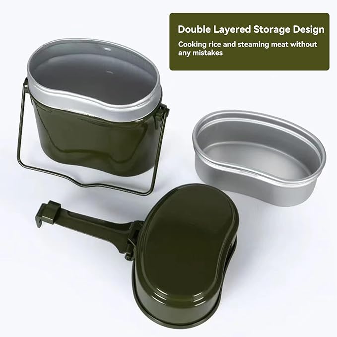 Portable Mess Kit Hiking Picnic BBQ Beach Camping Cookware Mess Tin Camping Pots Pans Set