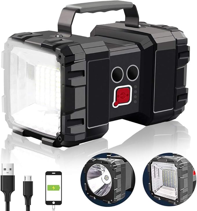AlpsWolf Rechargeable Flashlight, LED Spotlight Flashlight 15000 Capacity 4000LM 20h Ultra-Long