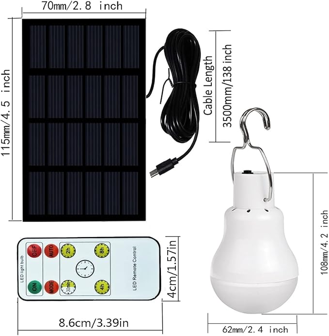Solar Light Bulb Portable 350LM Solar Powered Camping Light Led Lantern Outdoor for Lamp Light