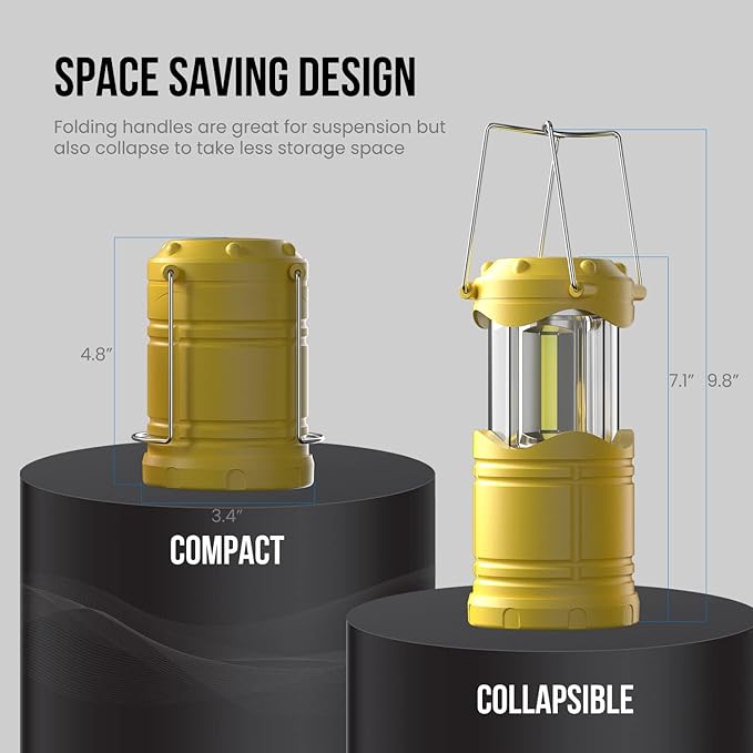 Lichamp LED Camping Lantern, 4 Pack Battery Powered Flashlight for Power Outages, Portable