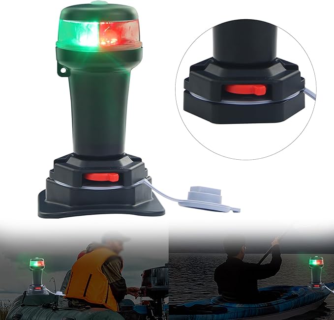 Kayak Battery Portable Navigation LED Lights Multi- Adaptors 3AA Battery Inflatable Boat Surface